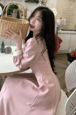 Faymusty Women'S Pink Y2K Lace Mini Dress - Sweet Bow, High Waist, Kawaii Spring Party Outfit