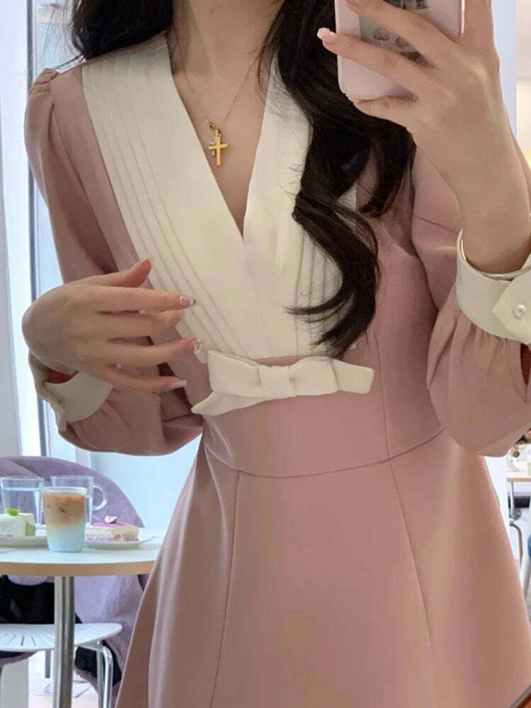 Faymusty Women'S Pink Y2K Lace Mini Dress - Sweet Bow, High Waist, Kawaii Spring Party Outfit Faymusty Women'S Pink Y2K Lace Mini Dress - Sweet Bow, High Waist, Kawaii Spring Party Outfit