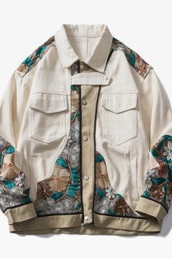 Floral Embroidered Jacket - Y2K Summer, 90S Grunge, Retro Style, Y2K Party & Club Outfits