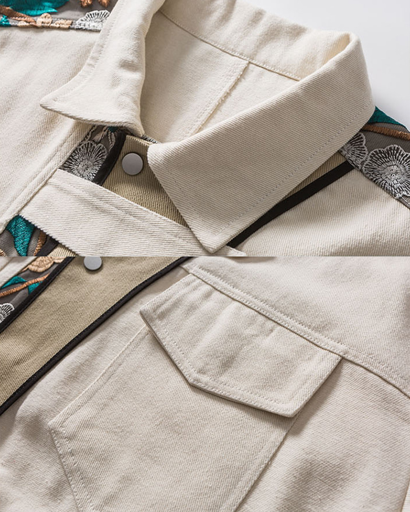 Floral Embroidered Jacket - Y2K Summer, 90S Grunge, Retro Style, Y2K Party & Club Outfits Floral Embroidered Jacket - Y2K Summer, 90S Grunge, Retro Style, Y2K Party & Club Outfits