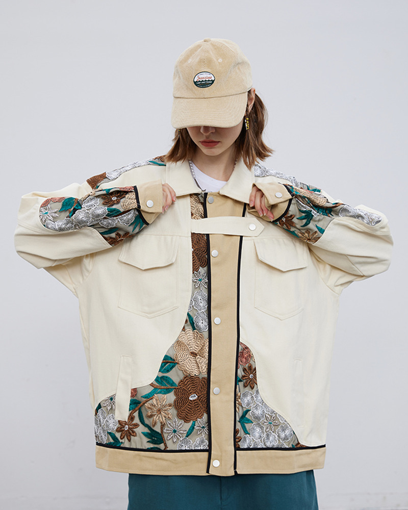 Floral Embroidered Jacket - Y2K Summer, 90S Grunge, Retro Style, Y2K Party & Club Outfits Floral Embroidered Jacket - Y2K Summer, 90S Grunge, Retro Style, Y2K Party & Club Outfits