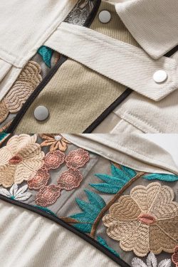 Floral Embroidered Jacket - Y2K Summer, 90S Grunge, Retro Style, Y2K Party & Club Outfits