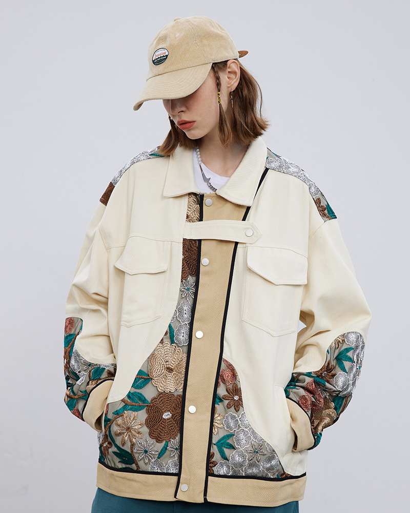 Floral Embroidered Jacket - Y2K Summer, 90S Grunge, Retro Style, Y2K Party & Club Outfits Floral Embroidered Jacket - Y2K Summer, 90S Grunge, Retro Style, Y2K Party & Club Outfits