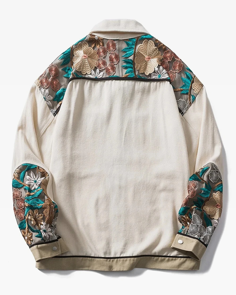 Floral Embroidered Jacket - Y2K Summer, 90S Grunge, Retro Style, Y2K Party & Club Outfits Floral Embroidered Jacket - Y2K Summer, 90S Grunge, Retro Style, Y2K Party & Club Outfits