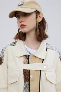 Floral Embroidered Jacket - Y2K Summer, 90S Grunge, Retro Style, Y2K Party & Club Outfits