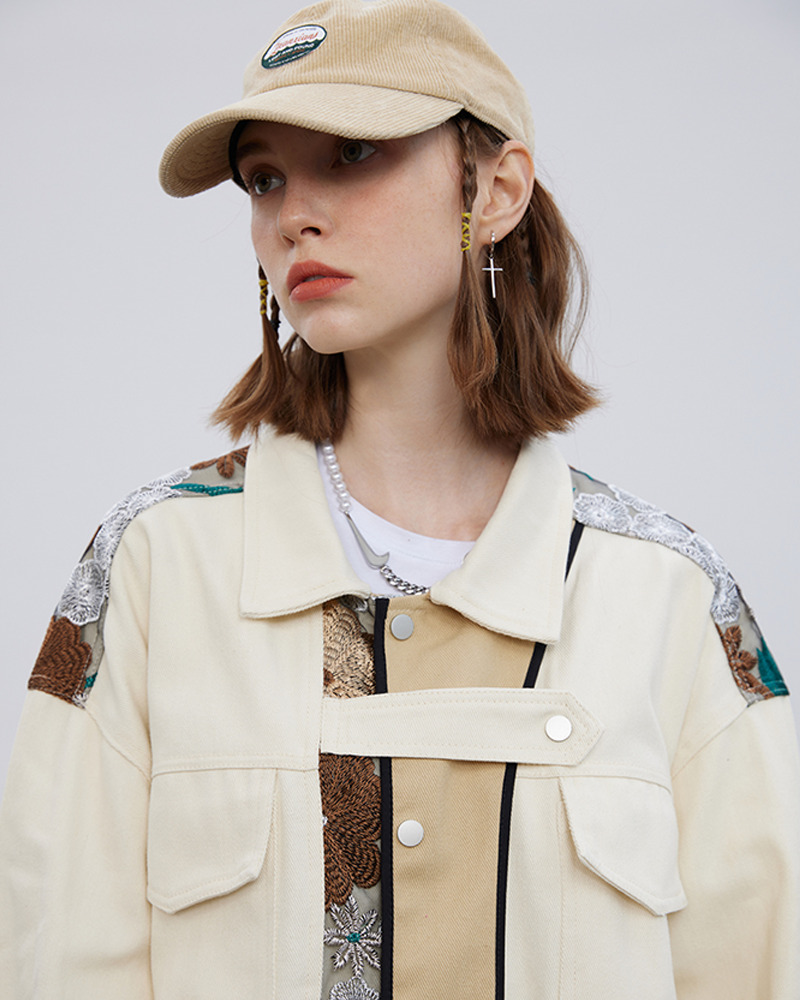 Floral Embroidered Jacket - Y2K Summer, 90S Grunge, Retro Style, Y2K Party & Club Outfits Floral Embroidered Jacket - Y2K Summer, 90S Grunge, Retro Style, Y2K Party & Club Outfits