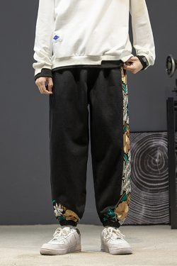 Floral Embroidered Pants - Y2K Summer Grunge, 90S Retro, Pastel Goth, Y2K Club & Party Out