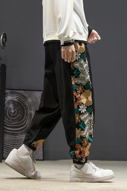 Floral Embroidered Pants - Y2K Summer Grunge, 90S Retro, Pastel Goth, Y2K Club & Party Out