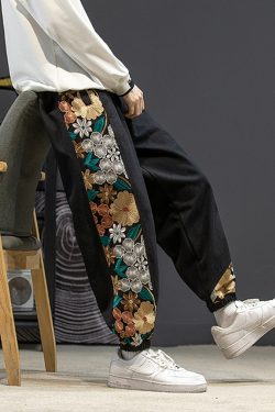 Floral Embroidered Pants - Y2K Summer Grunge, 90S Retro, Pastel Goth, Y2K Club & Party Out