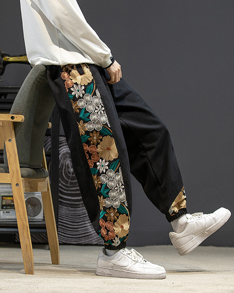 Floral Embroidered Pants - Y2K Summer Grunge, 90S Retro, Pastel Goth, Y2K Club & Party Out