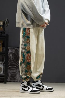 Floral Embroidered Pants - Y2K Summer Grunge, 90S Retro, Pastel Goth, Y2K Club & Party Out