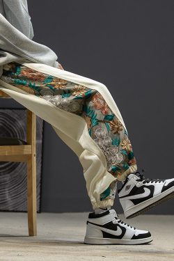 Floral Embroidered Pants - Y2K Summer Grunge, 90S Retro, Pastel Goth, Y2K Club & Party Out
