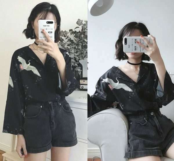 Flying Bird Top - Y2K Summer Grunge Outfit, 90S Fashion, Retro Style, Baby Tees, Y2K Popstar Look