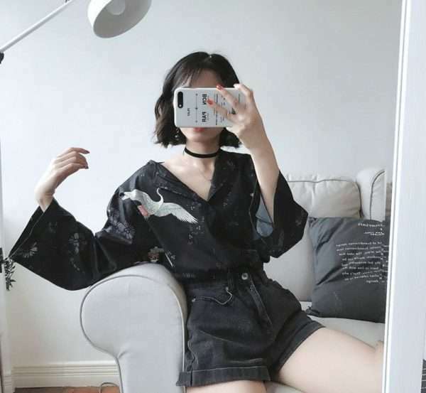 Flying Bird Top - Y2K Summer Grunge Outfit, 90S Fashion, Retro Style, Baby Tees, Y2K Popstar Look