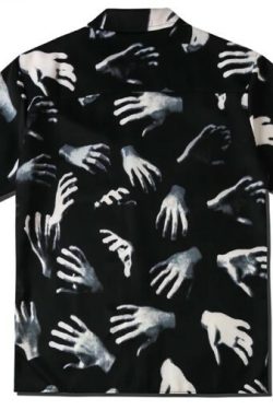 Freya Y2K Grunge Hands Print Shirt - Retro 90S Summer Outfit, Pastel Goth, Y2K Fashion