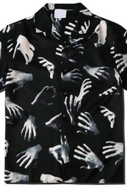 Freya Y2K Grunge Hands Print Shirt - Retro 90S Summer Outfit, Pastel Goth, Y2K Fashion