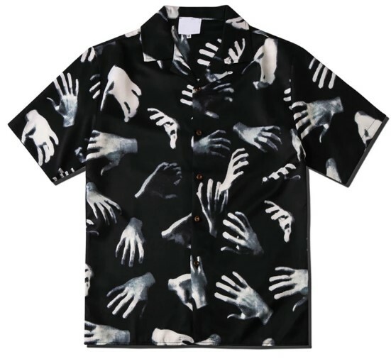 Freya Y2K Grunge Hands Print Shirt - Retro 90S Summer Outfit, Pastel Goth, Y2K Fashion Freya Y2K Grunge Hands Print Shirt - Retro 90S Summer Outfit, Pastel Goth, Y2K Fashion