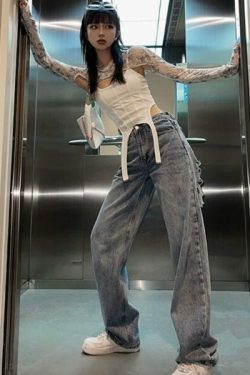 Gabriella Distressed Grunge Jeans - Y2K Summer, 90S Fashion, Retro Style, Y2K Club Outfits