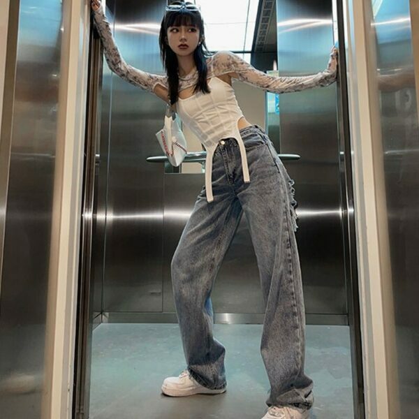 Gabriella Distressed Grunge Jeans - Y2K Summer, 90S Fashion, Retro Style, Y2K Club Outfits