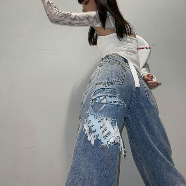 Gabriella Distressed Grunge Jeans - Y2K Summer, 90S Fashion, Retro Style, Y2K Club Outfits