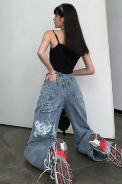 Gabriella Distressed Grunge Jeans - Y2K Summer, 90S Fashion, Retro Style, Y2K Club Outfits