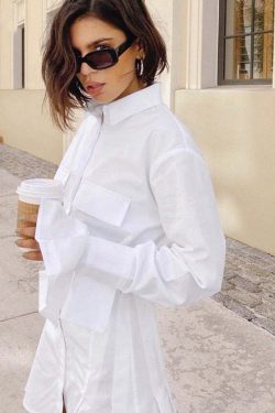 Gaby Y2K Shirt Dress - 90S Grunge, Retro Summer Outfit, Y2K Party & Club Fashion