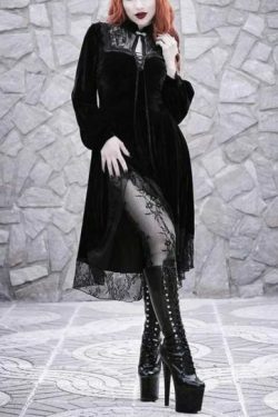 Goth Dark Vintage Velvet Dress - Y2K Grunge, 90S Fashion, Retro Style, Pastel Goth Outfits