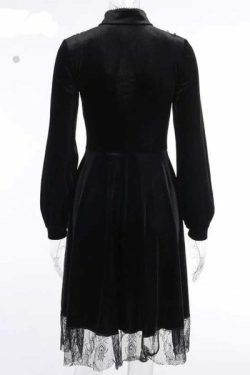 Goth Dark Vintage Velvet Dress - Y2K Grunge, 90S Fashion, Retro Style, Pastel Goth Outfits