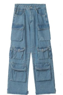 Hailey Multi Pocket High Waist Jeans - Y2K Grunge, 90S Fashion, Retro Style, Y2K Summer Outfits
