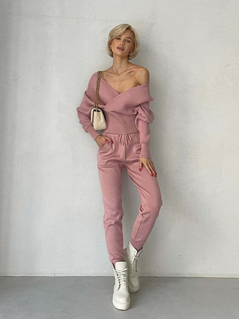 Hala Knitted Set - Y2K Summer & 90S Grunge Outfit, Retro Y2K Fashion, Pastel Goth Style