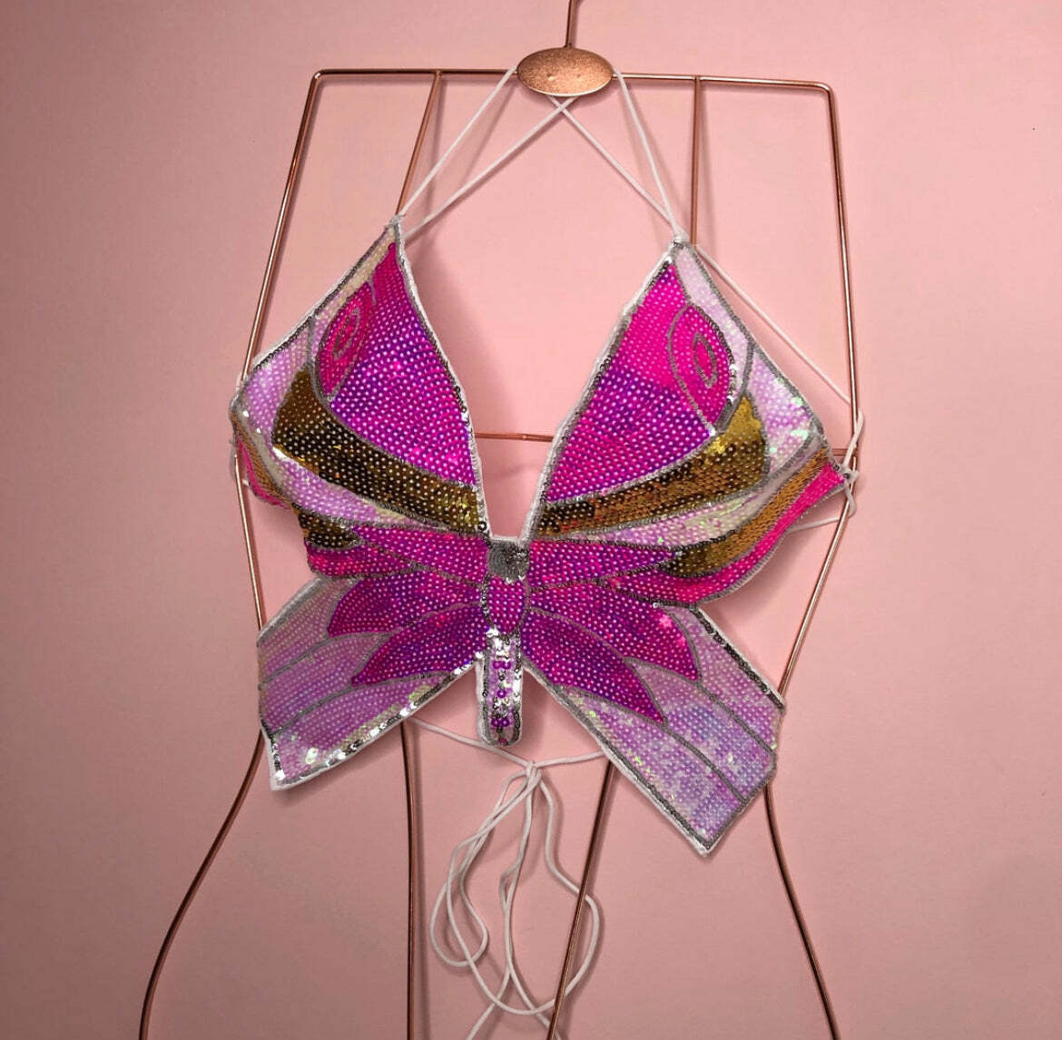 Halsey Butterfly Sequin Top - Y2K Summer, 90S Fashion, Grunge, Retro, Party & Club Outfits Halsey Butterfly Sequin Top - Y2K Summer, 90S Fashion, Grunge, Retro, Party & Club Outfits