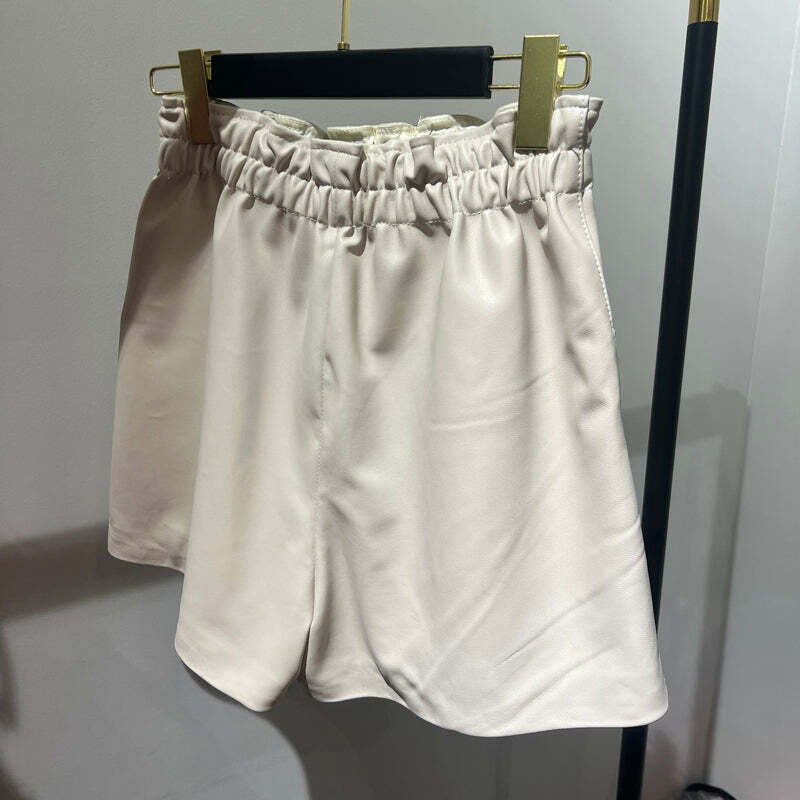 Hanna Y2K Leather Shorts - 90S Grunge, Retro Summer Outfit, Y2K Party & Club Fashion Hanna Y2K Leather Shorts - 90S Grunge, Retro Summer Outfit, Y2K Party & Club Fashion