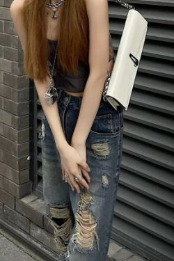 Harmony Ripped High Waist Jeans - Y2K Summer, 90S Grunge, Retro Style, Y2K Club & Party Outfits