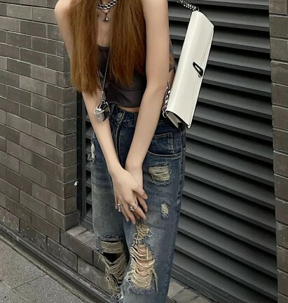 Harmony Ripped High Waist Jeans - Y2K Summer, 90S Grunge, Retro Style, Y2K Club & Party Outfits Harmony Ripped High Waist Jeans - Y2K Summer, 90S Grunge, Retro Style, Y2K Club & Party Outfits