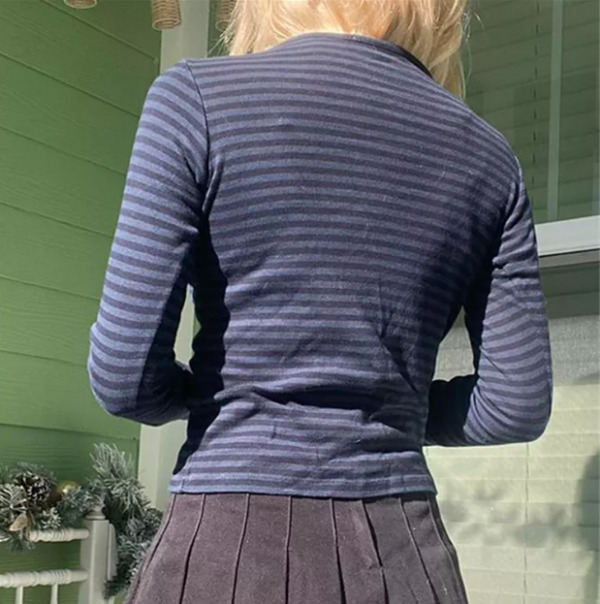 Harper Striped Long Sleeve Slim Top - Y2K Summer, 90S Fashion, Grunge, Retro, Pastel Goth Harper Striped Long Sleeve Slim Top - Y2K Summer, 90S Fashion, Grunge, Retro, Pastel Goth