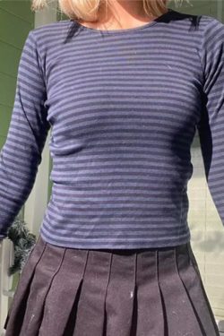 Harper Striped Long Sleeve Slim Top - Y2K Summer, 90S Fashion, Grunge, Retro, Pastel Goth