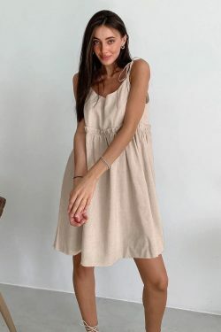 Helena Linen Dress - Y2K Summer Outfit, 90S Fashion, Grunge, Retro Style, Pastel Goth, Y2