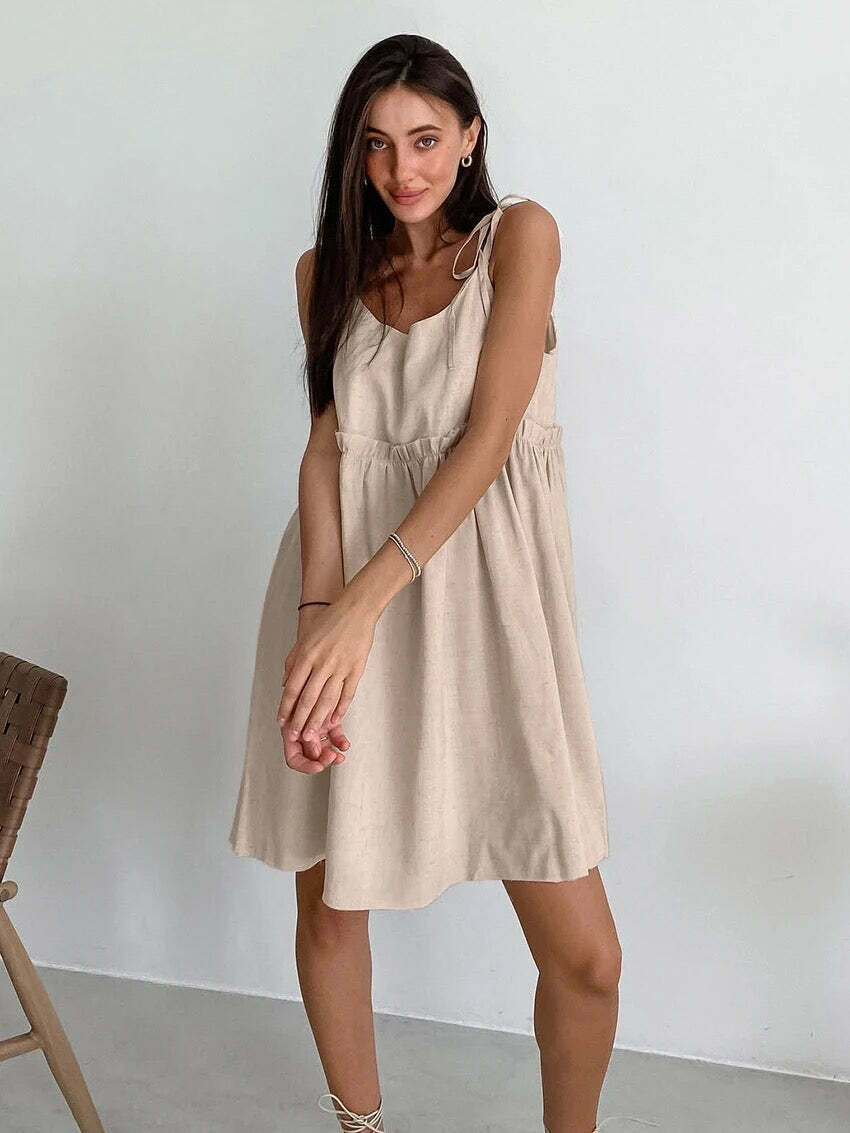 Helena Linen Dress - Y2K Summer Outfit, 90S Fashion, Grunge, Retro Style, Pastel Goth, Y2 Helena Linen Dress - Y2K Summer Outfit, 90S Fashion, Grunge, Retro Style, Pastel Goth, Y2