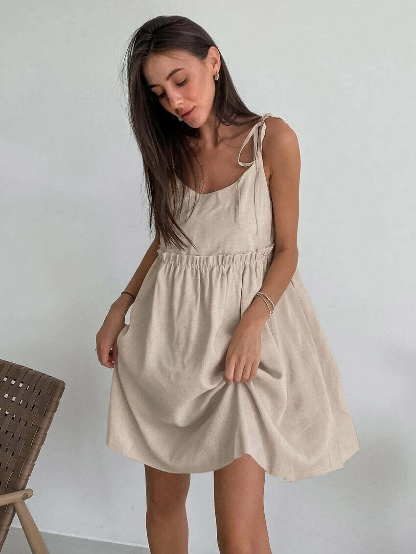 Helena Linen Dress - Y2K Summer Outfit, 90S Fashion, Grunge, Retro Style, Pastel Goth, Y2 Helena Linen Dress - Y2K Summer Outfit, 90S Fashion, Grunge, Retro Style, Pastel Goth, Y2