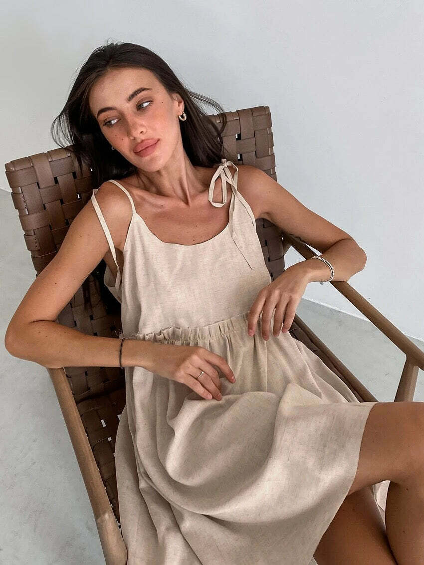 Helena Linen Dress - Y2K Summer Outfit, 90S Fashion, Grunge, Retro Style, Pastel Goth, Y2 Helena Linen Dress - Y2K Summer Outfit, 90S Fashion, Grunge, Retro Style, Pastel Goth, Y2