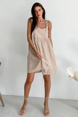 Helena Linen Dress - Y2K Summer Outfit, 90S Fashion, Grunge, Retro Style, Pastel Goth, Y2