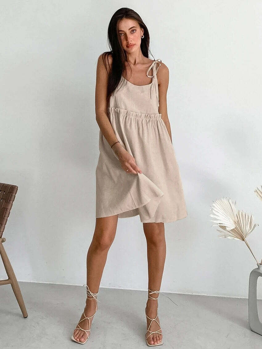 Helena Linen Dress - Y2K Summer Outfit, 90S Fashion, Grunge, Retro Style, Pastel Goth, Y2 Helena Linen Dress - Y2K Summer Outfit, 90S Fashion, Grunge, Retro Style, Pastel Goth, Y2