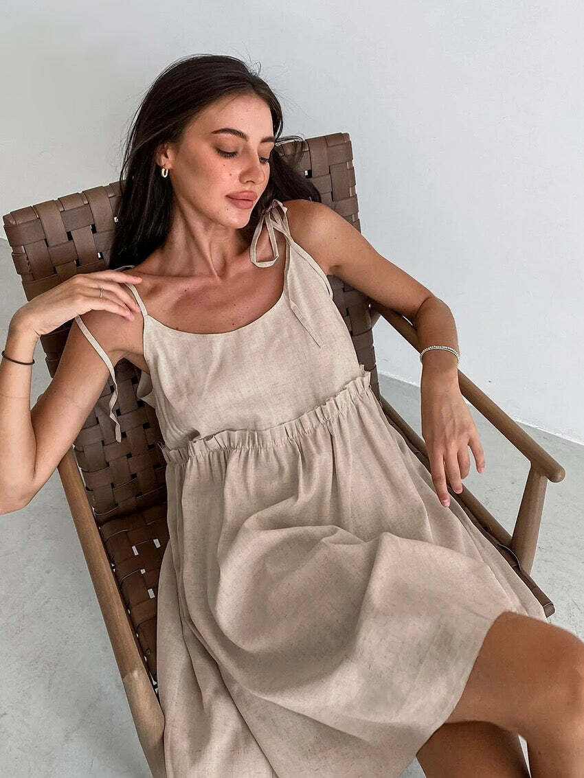 Helena Linen Dress - Y2K Summer Outfit, 90S Fashion, Grunge, Retro Style, Pastel Goth, Y2 Helena Linen Dress - Y2K Summer Outfit, 90S Fashion, Grunge, Retro Style, Pastel Goth, Y2