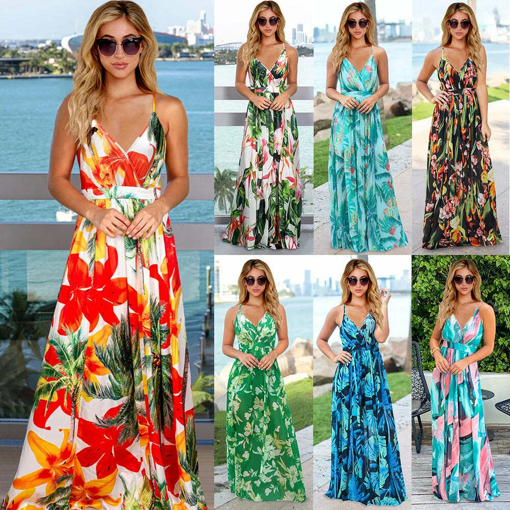 High Quality Y2K Bohemian Floral Camisole Long Dress - Elegant Summer Retro 90S Grunge Outfit
