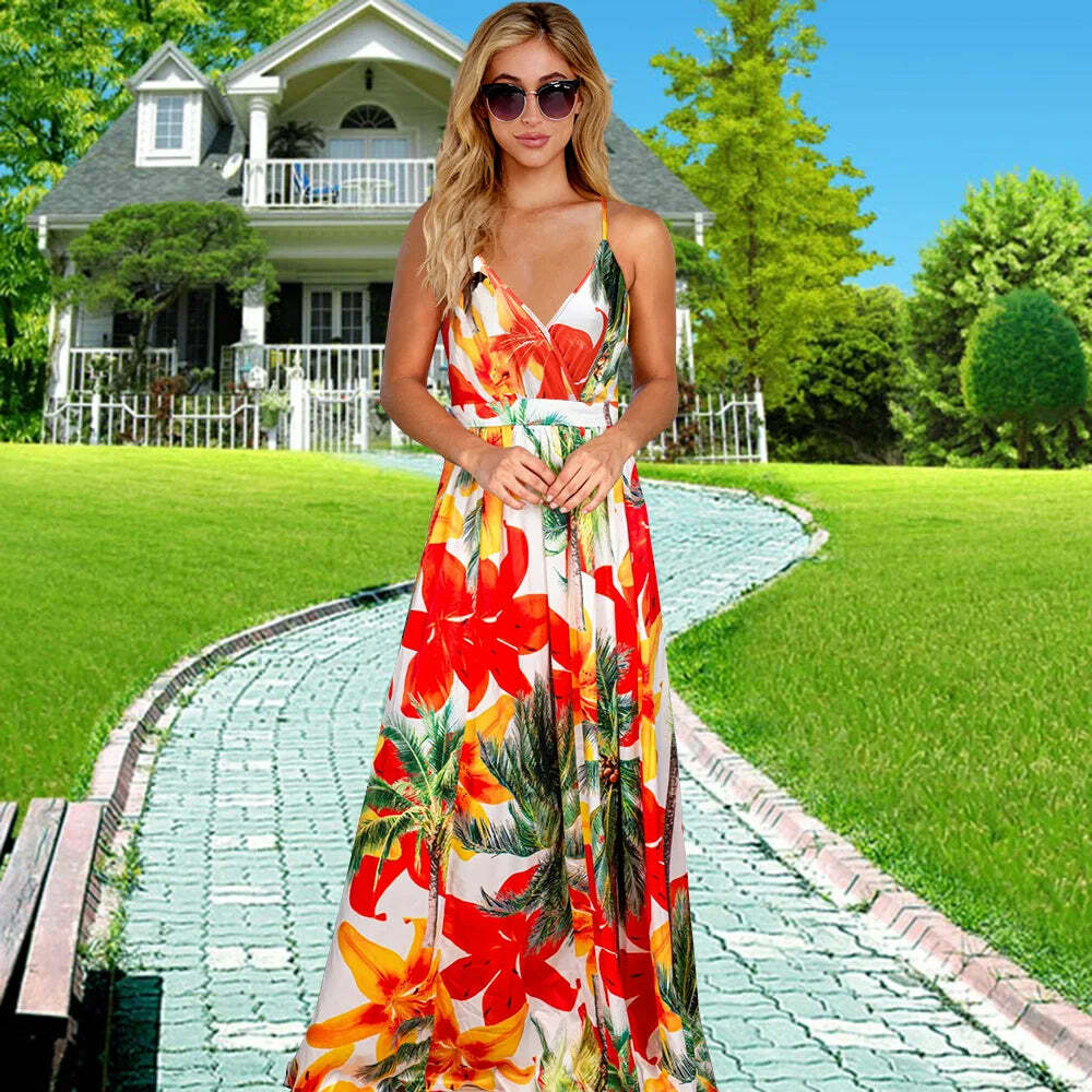High Quality Y2K Bohemian Floral Camisole Long Dress - Elegant Summer Retro 90S Grunge Outfit