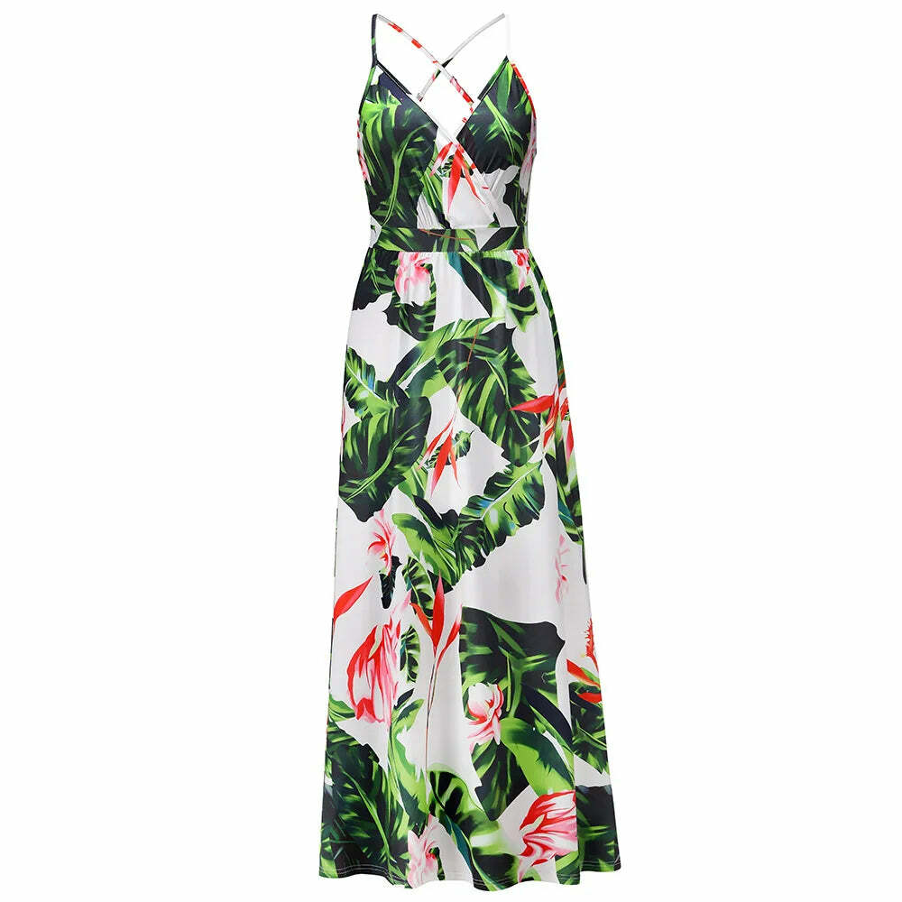 High Quality Y2K Bohemian Floral Camisole Long Dress - Elegant Summer Retro 90S Grunge Outfit