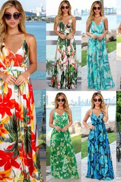 High Quality Y2K Bohemian Floral Camisole Long Dress - Elegant Summer Retro 90S Grunge Outfit