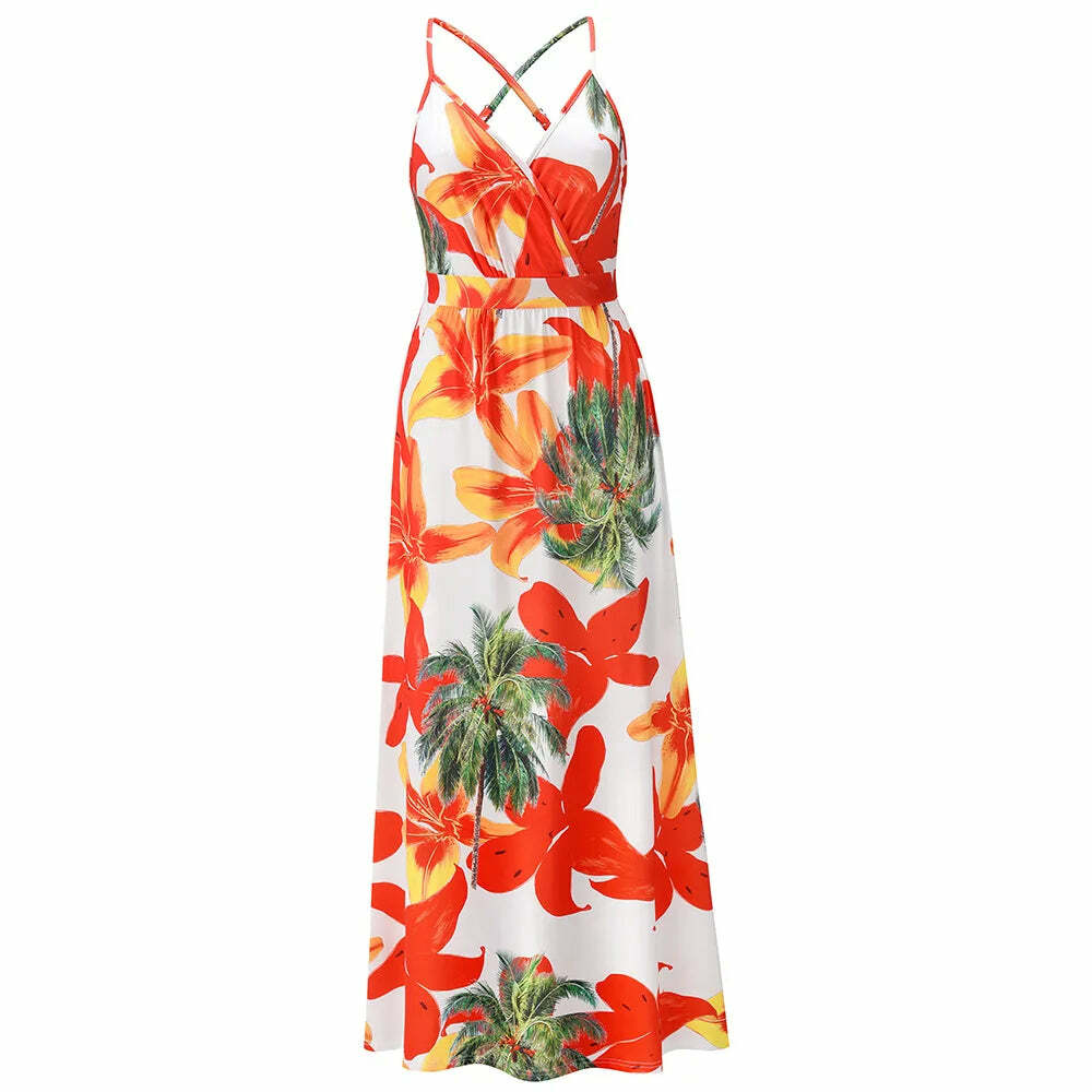 High Quality Y2K Bohemian Floral Camisole Long Dress - Elegant Summer Retro 90S Grunge Outfit