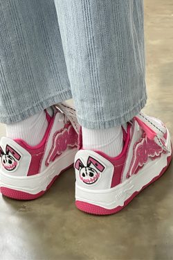 Hot Pink And White Sneakers - Y2K Summer, 90S Grunge, Retro Style, Y2K Party, Y2K Club Out