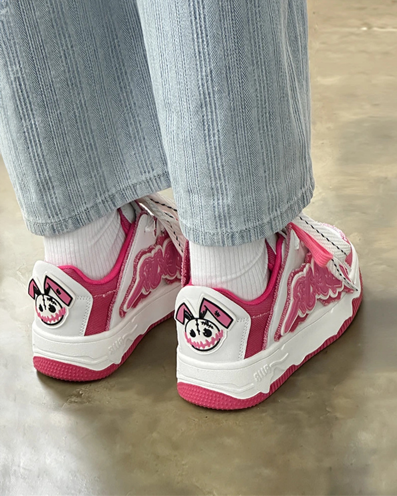 Hot Pink And White Sneakers - Y2K Summer, 90S Grunge, Retro Style, Y2K Party, Y2K Club Out